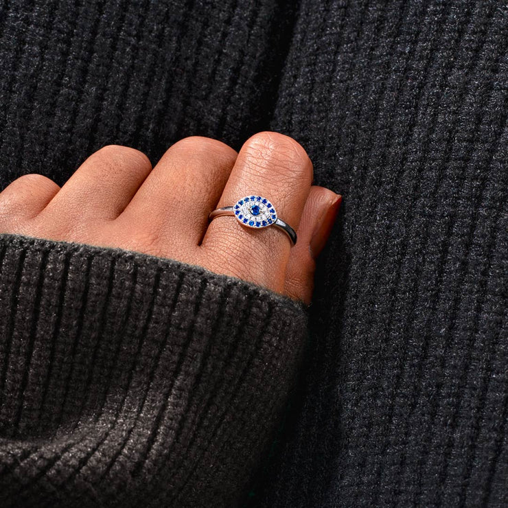 Good Vibes Only Evil Eye Ring