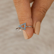 We Are Like a Really Small Tribe Aquamarine Blue Triangle Ring