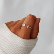 Faith Over Fear Cross and Heart Ring