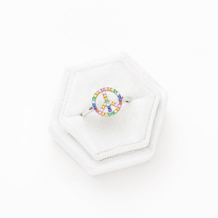 Don't Worry Be Hippie Peace Sign Ring