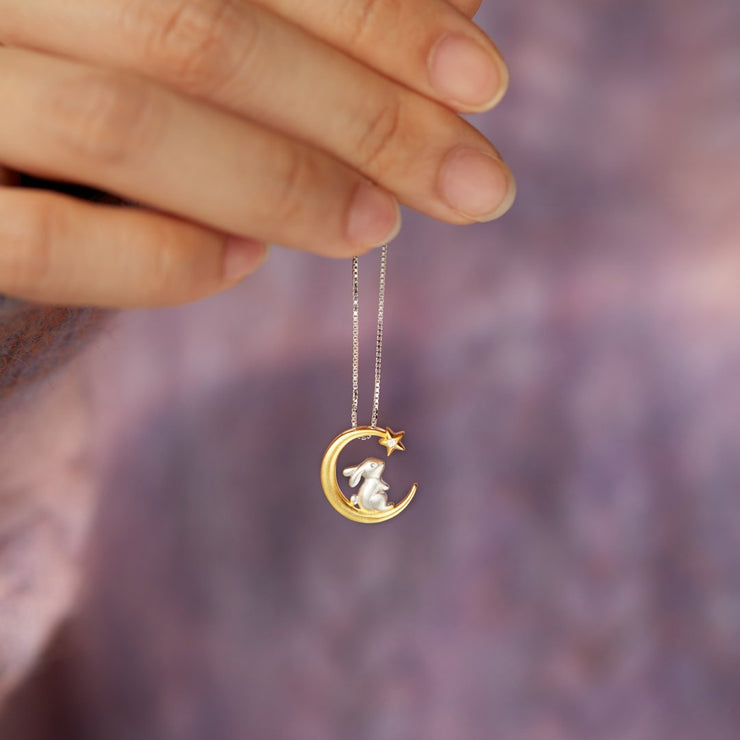 some bunny loves you bunny rabbit new moon necklace