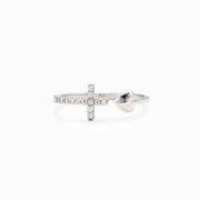 Faith Over Fear Cross and Heart Ring