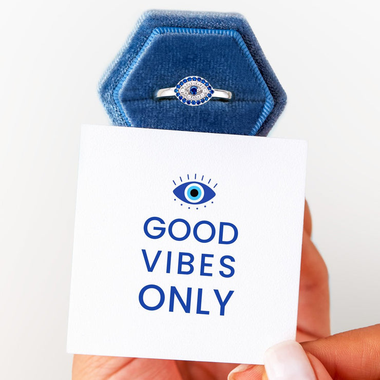 Good Vibes Only Evil Eye Ring