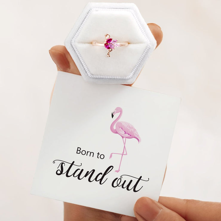 born to stand out flamingo ring