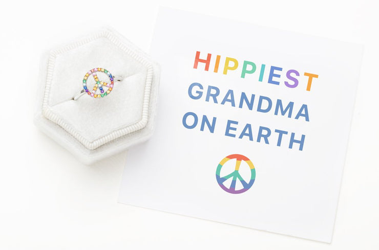 Hippiest Grandma On Earth Peace Sign Ring