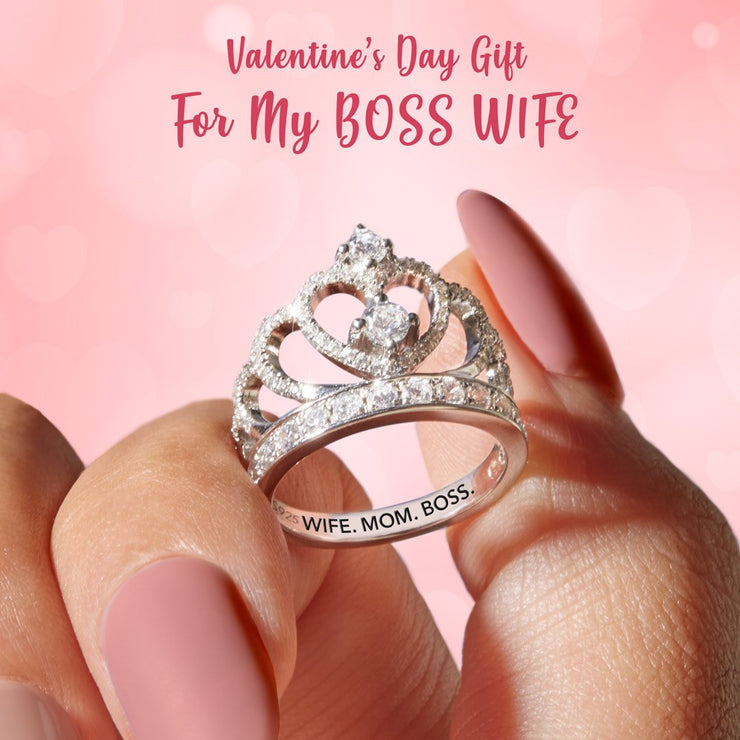 wife mom boss crown ring