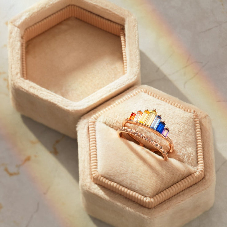 S925 Double Band  Rainbow Ring