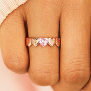 Sisters By Heart Rose Gold Engraved Heart Band Ring