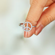 Don't Worry Be Hippie Peace Sign Ring