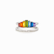 S925 Double Band  Rainbow Ring